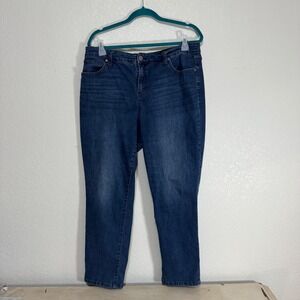 Style & Co Curvy Girlfriend Mid Rise Dark Wash Denim Jeans Women's Size‎ 18